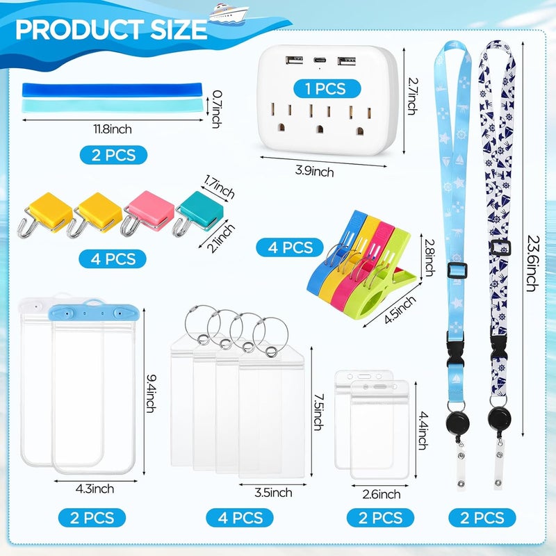 FACULX Cruise Ship Essentials 2025, Cruise Must Haves Kits Including Non-Surge Power Strip, Lanyards for Cruise Ship Cards, Luggage Tags, Magnetic Hooks, Towel Bands and Clips for All Cruise Lines - Image 5